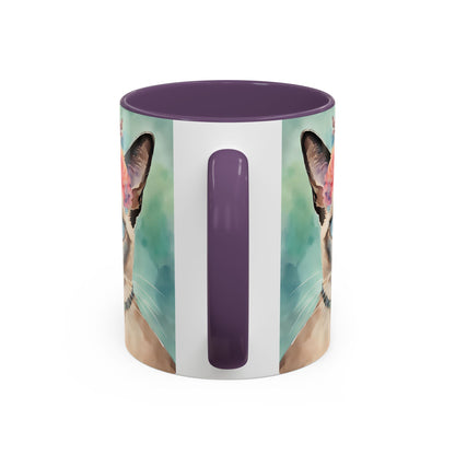 Floral Siamese Cat 01 Accent Coffee Mug - 11oz Perfect for Cat Lovers & Gifts