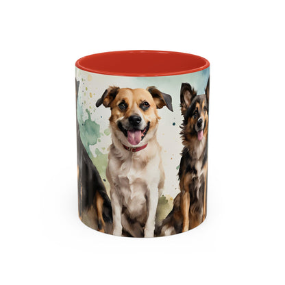 Multicoloured Doggies 6 Accent Mug 11oz