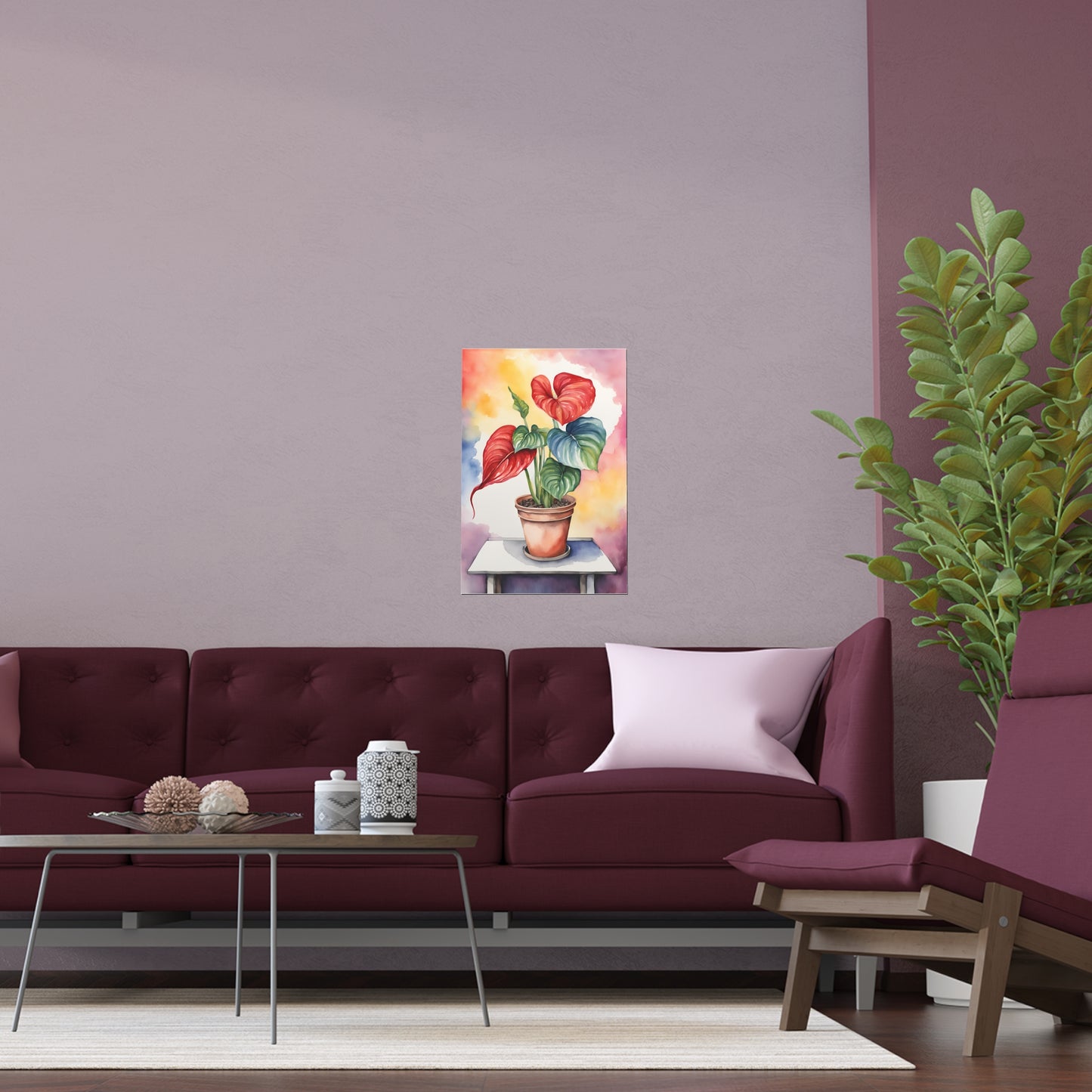 Multicolored Pot Plant 7 Indoor and Outdoor Silk Poster