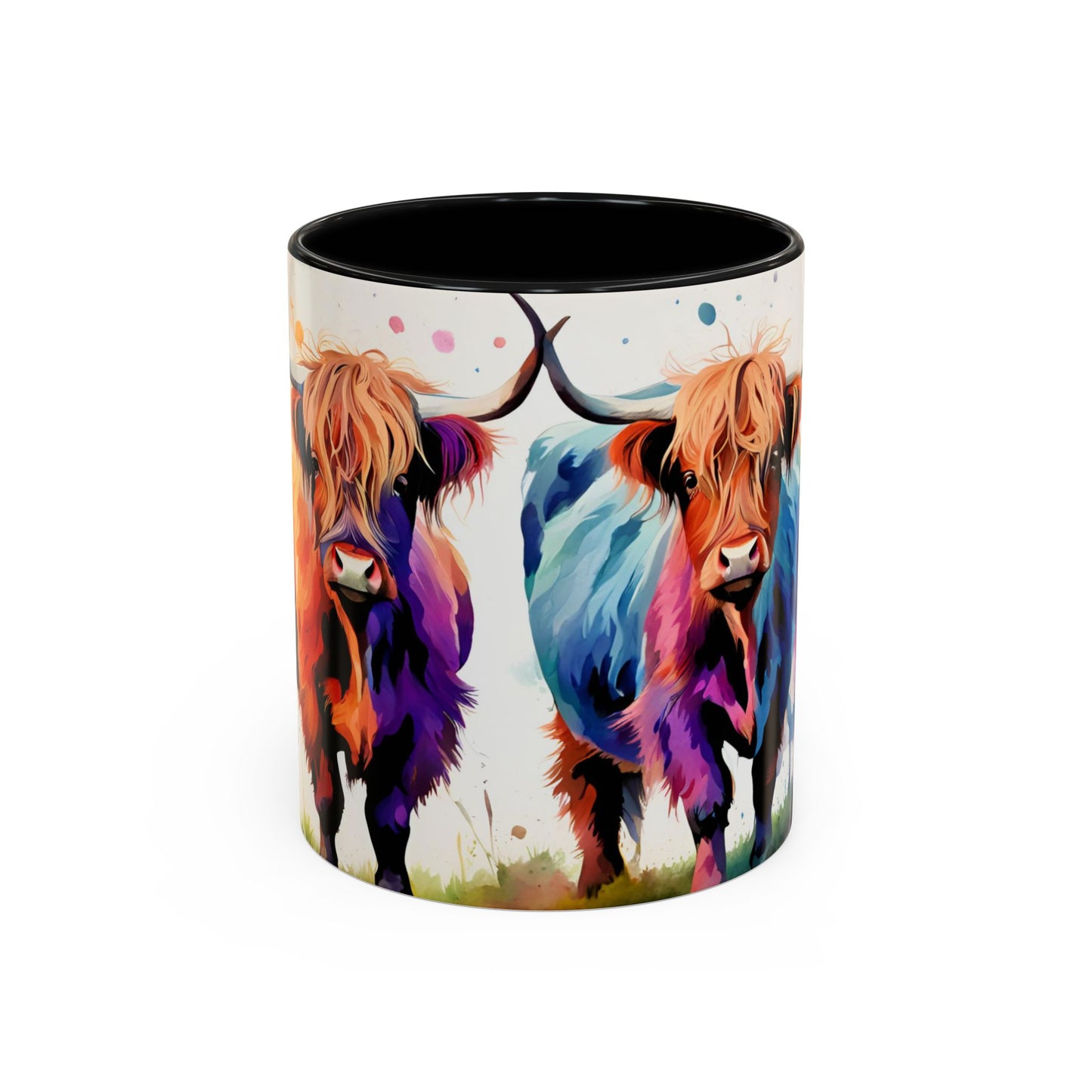 Multicoloured Highland Cow 2 Accent Mug 11oz