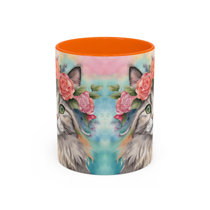 Floral Rag Doll Cat 03 Accent Coffee Mug - 11oz Perfect for Cat Lovers & Gifts