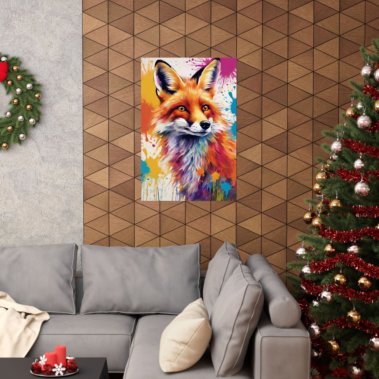 Multicolored Fox 2 Matte Vertical Poster