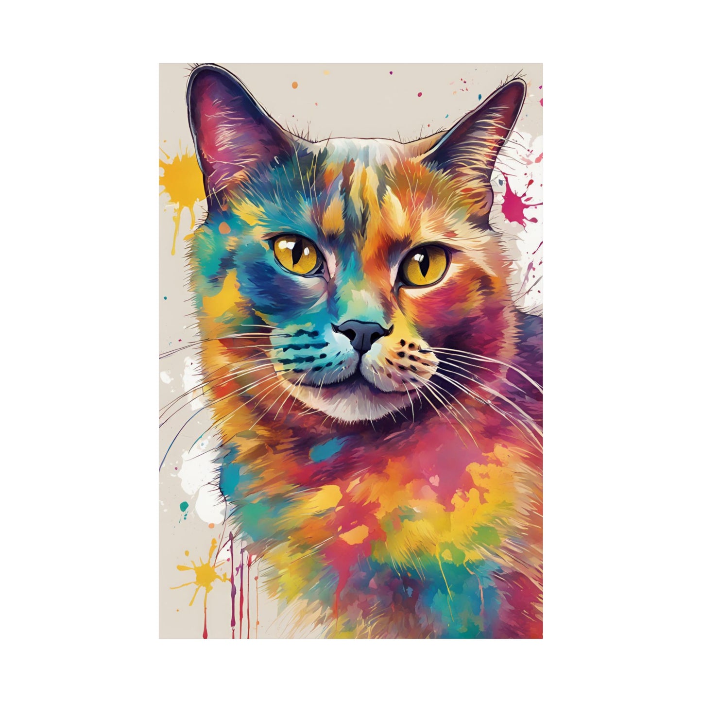 Multicolored Pussycat 1 Matte Vertical Poster