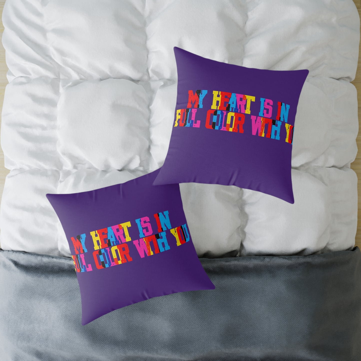 My Heart Is In Full Color With You Poly Pillow