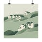 On The Hillside Green 5 Matte Square Posters
