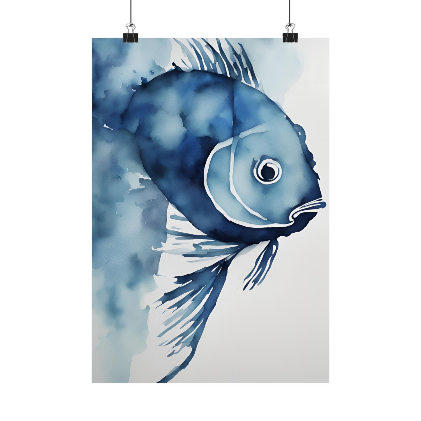 Abstract fish blue 3 Matte Vertical Posters