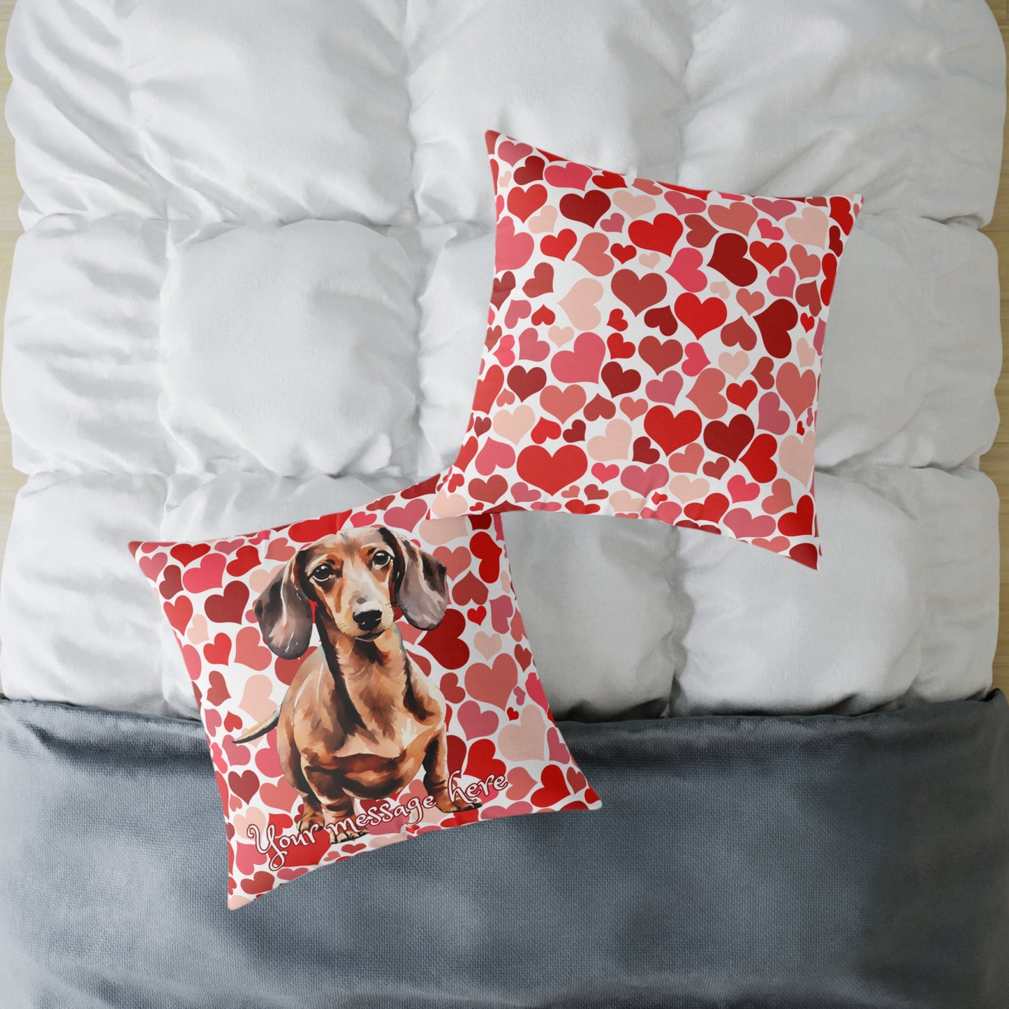 Personalized Valentine Dachshund Poly Cushion/Pillow 5 sizes