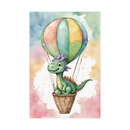 Nursery Dinosaur in a Hot Air Ballon 1 Matte Vertical Posters