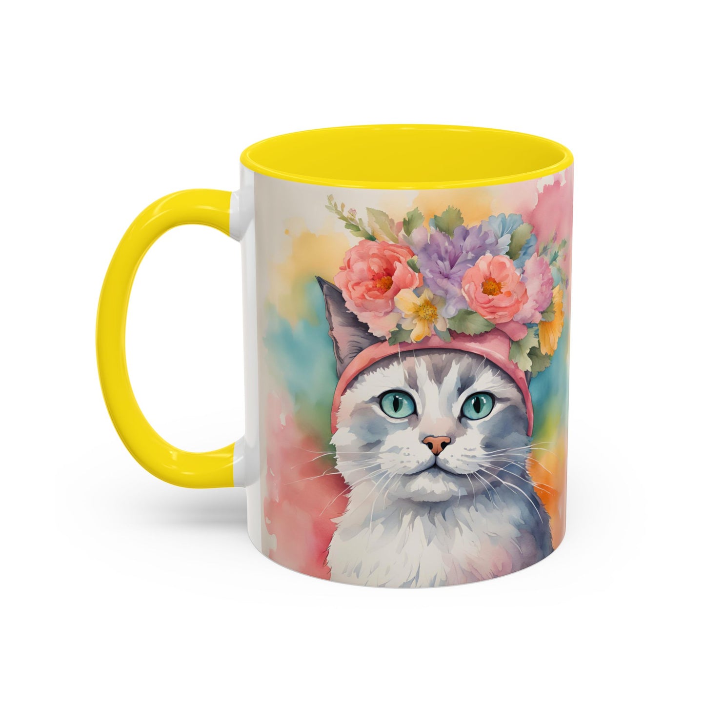 Floral Rag Doll Cat 02 Accent Coffee Mug - 11oz Perfect for Cat Lovers & Gifts