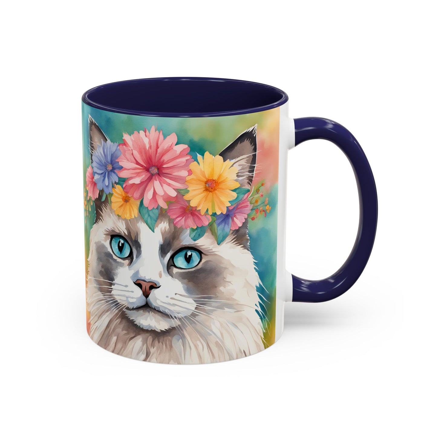 Floral Rag Doll Cat 01 Accent Coffee Mug - 11oz Perfect for Cat Lovers & Gifts