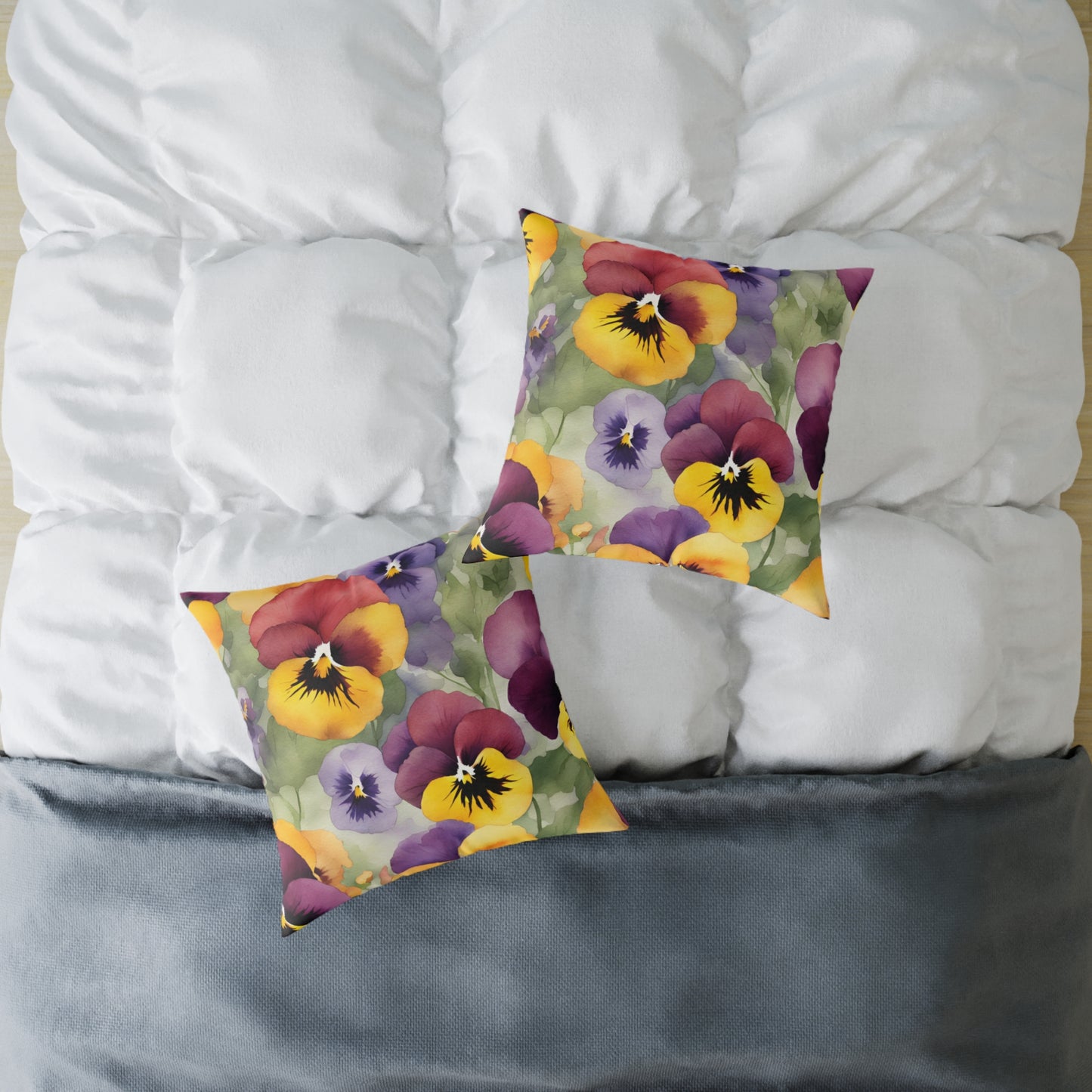 Pansies 03 Poly Pillow - Natures Beauty Design