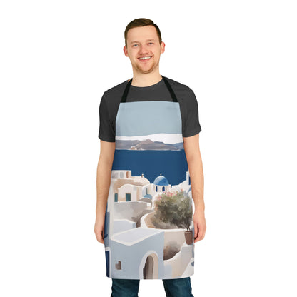 Greek rooftops Adult Apron (AOP)