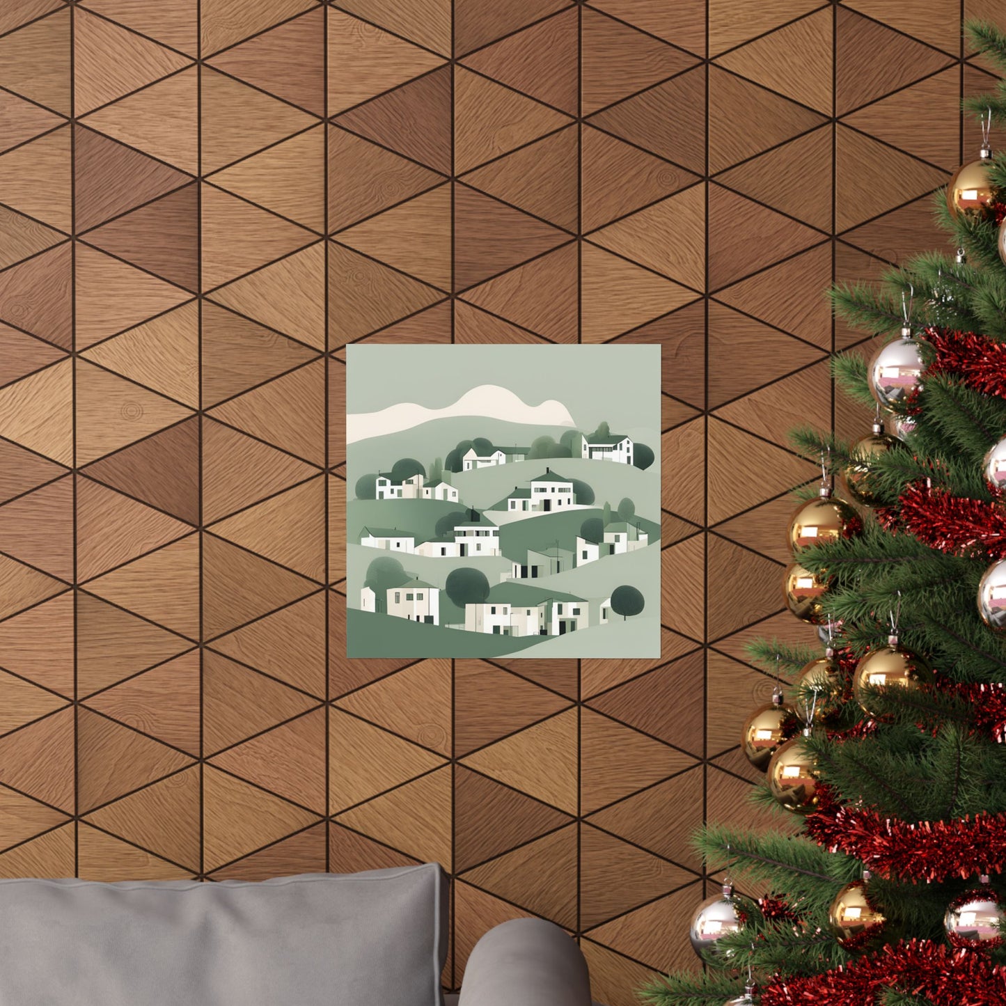 On The Hillside Green 8 Matte Square Posters
