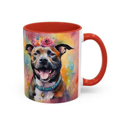Staffordshire Bull Terrier 04 Accent Coffee Mug - Dog Lover Gift
