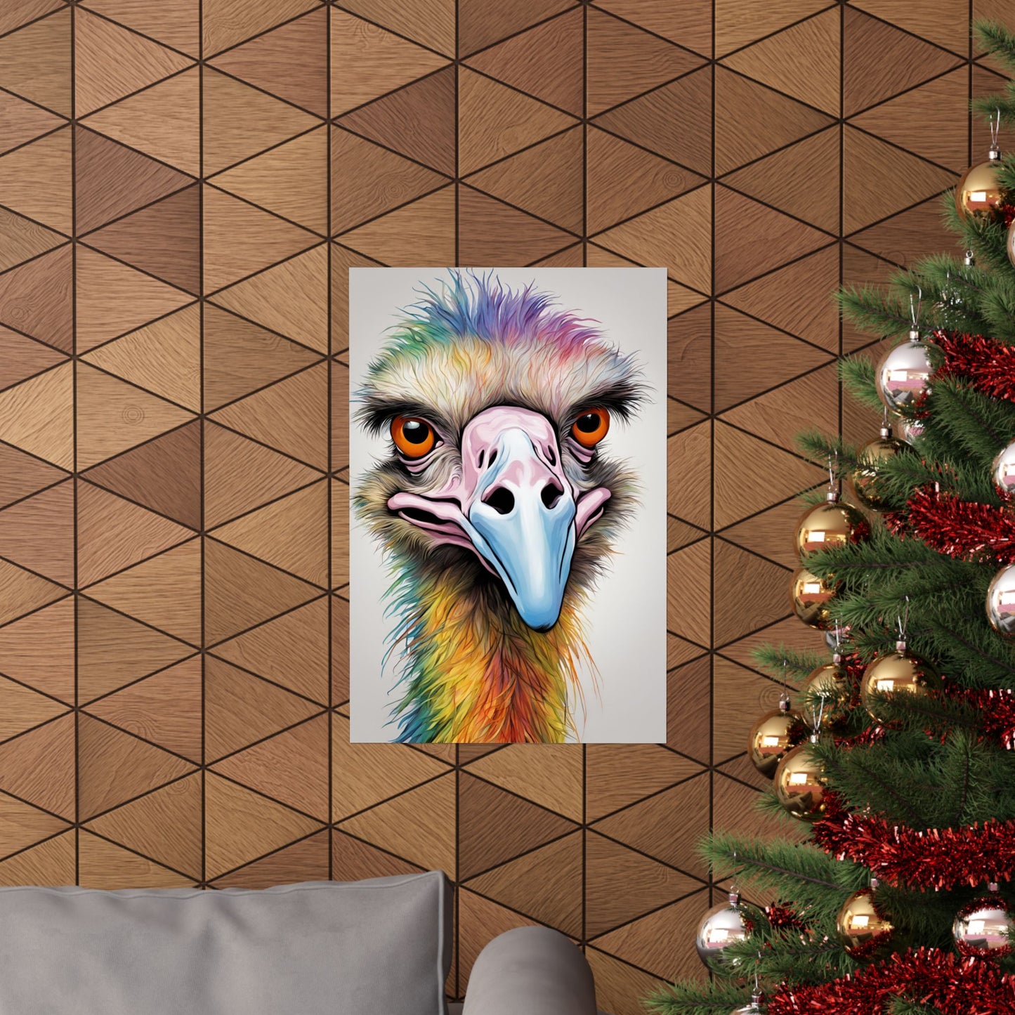 Multicolored Angry Emu 02 Matte Vertical Poster