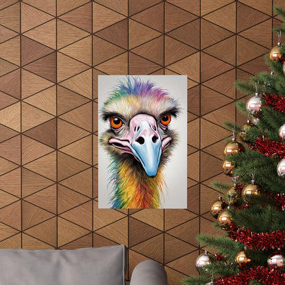 Multicolored Angry Emu 02 Matte Vertical Poster