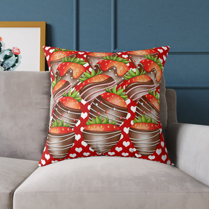 Valentine Chocolate Covered Strawberries 2 Poly Pillow