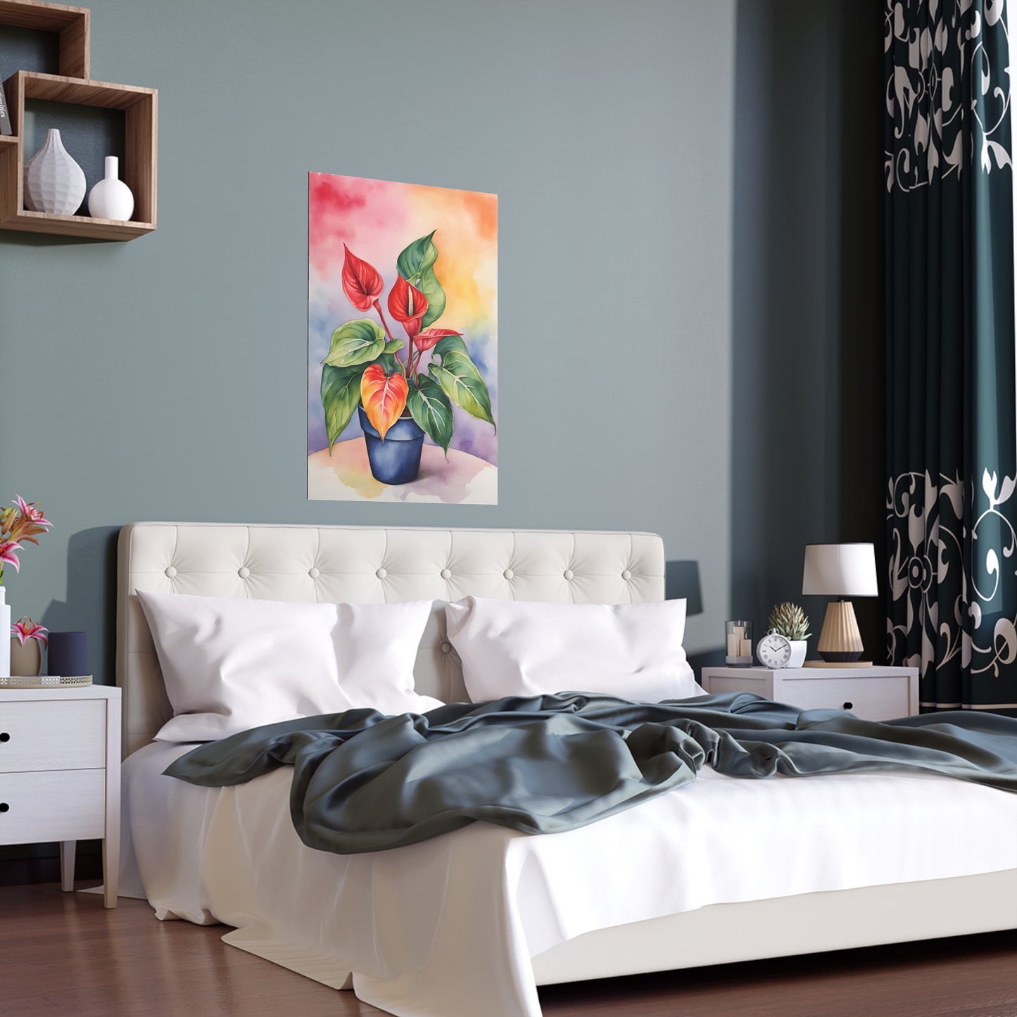 Multicolored Pot Plant 6 Indoor and Outdoor Silk Poster