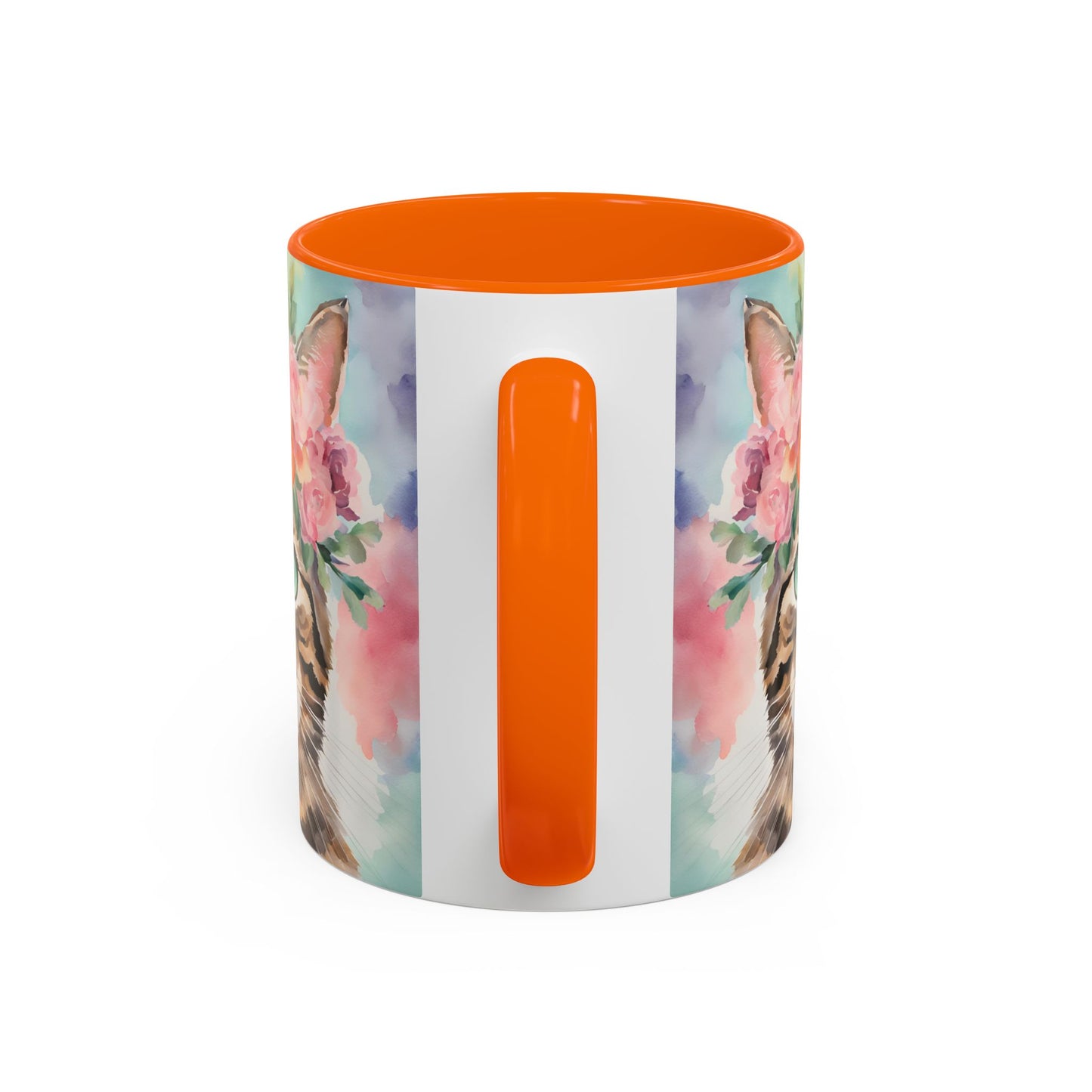 Floral Tabby Cat 01 Accent Coffee Mug - 11oz Perfect for Cat Lovers & Gifts
