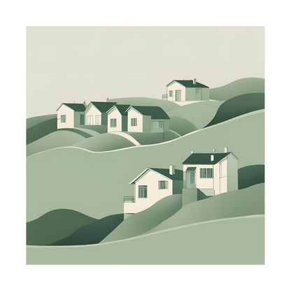 On The Hillside Green 5 Matte Square Posters