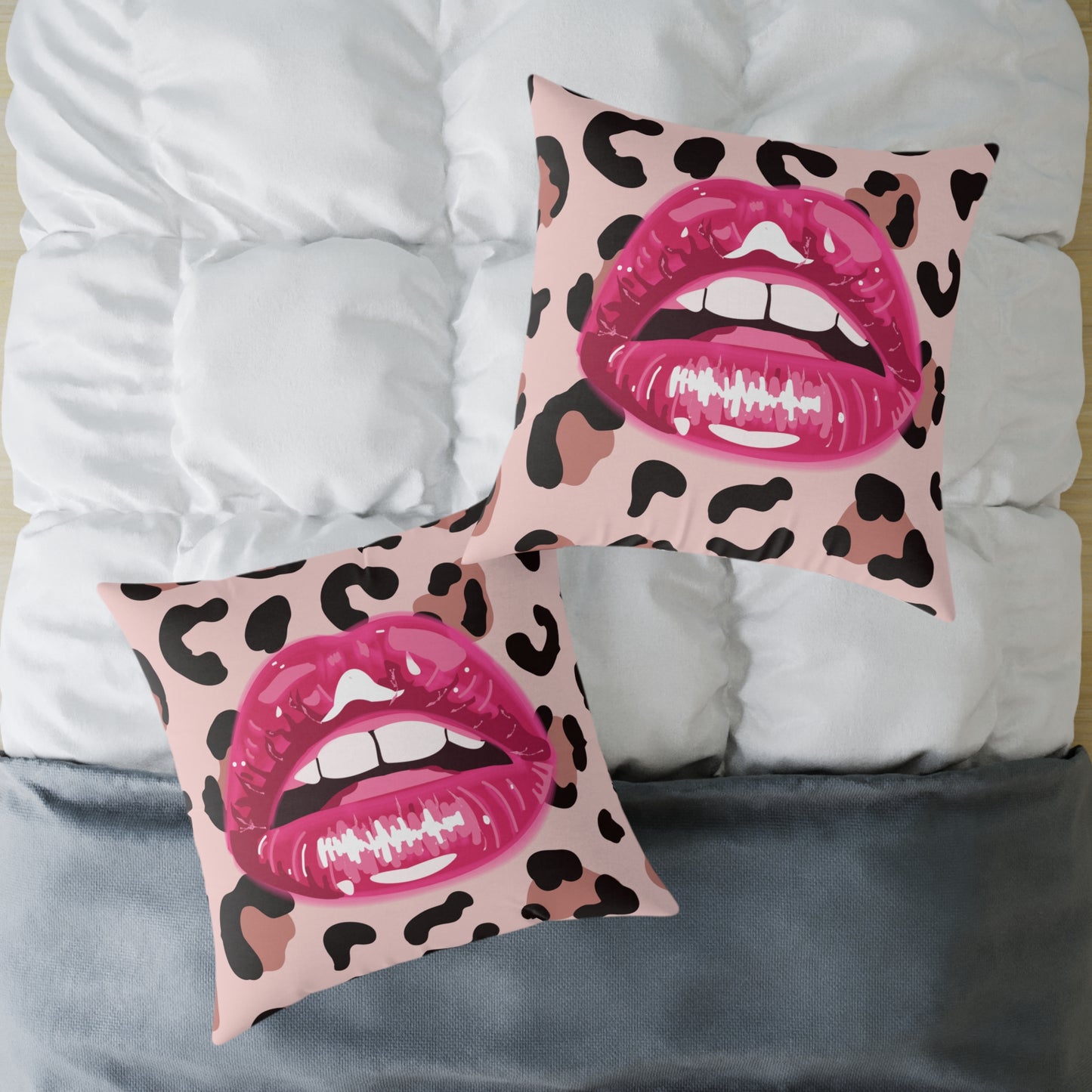 Cheetah Lips Poly Pillow