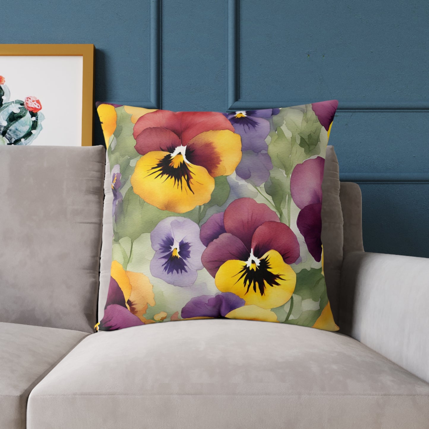 Pansies 03 Poly Pillow - Natures Beauty Design