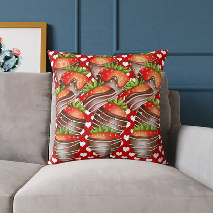 Valentine Chocolate Covered Strawberries 2 Poly Pillow