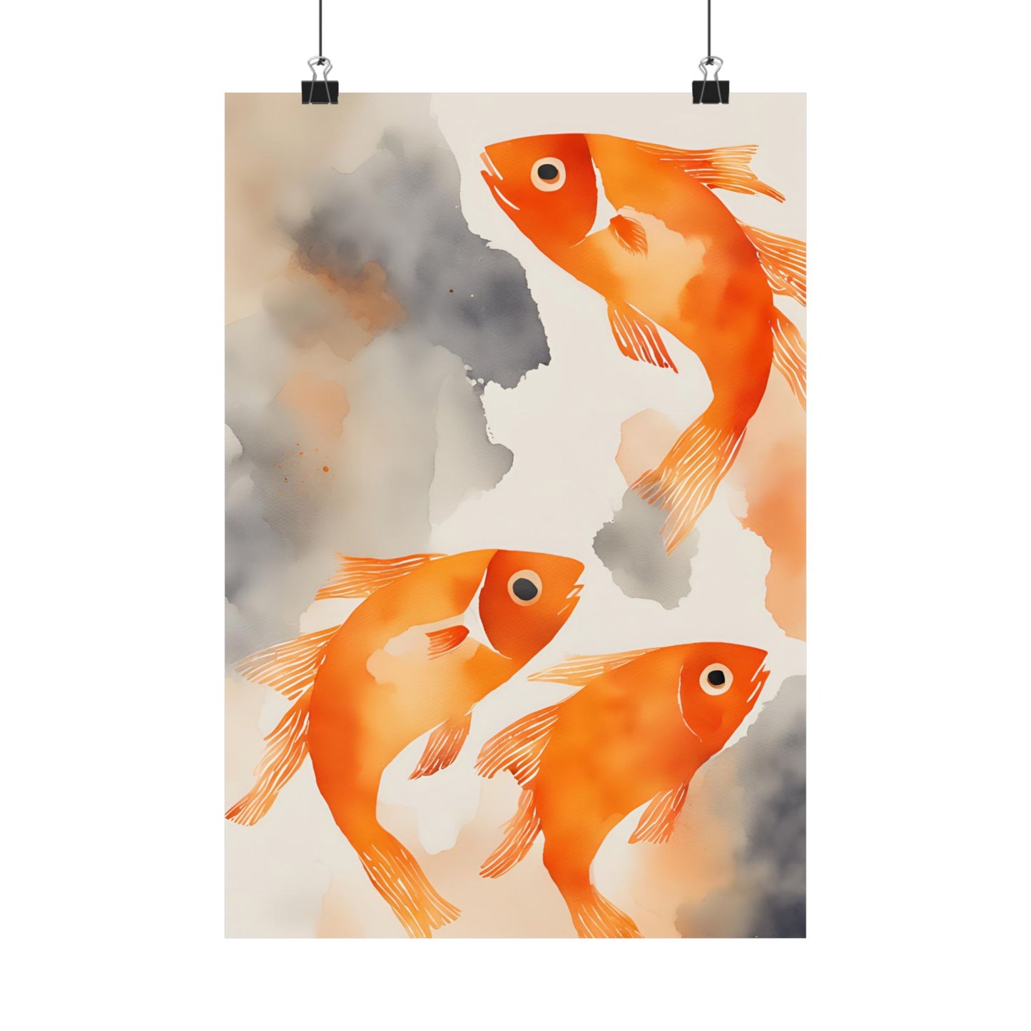 Abstract fish orange 10 Matte Vertical Posters