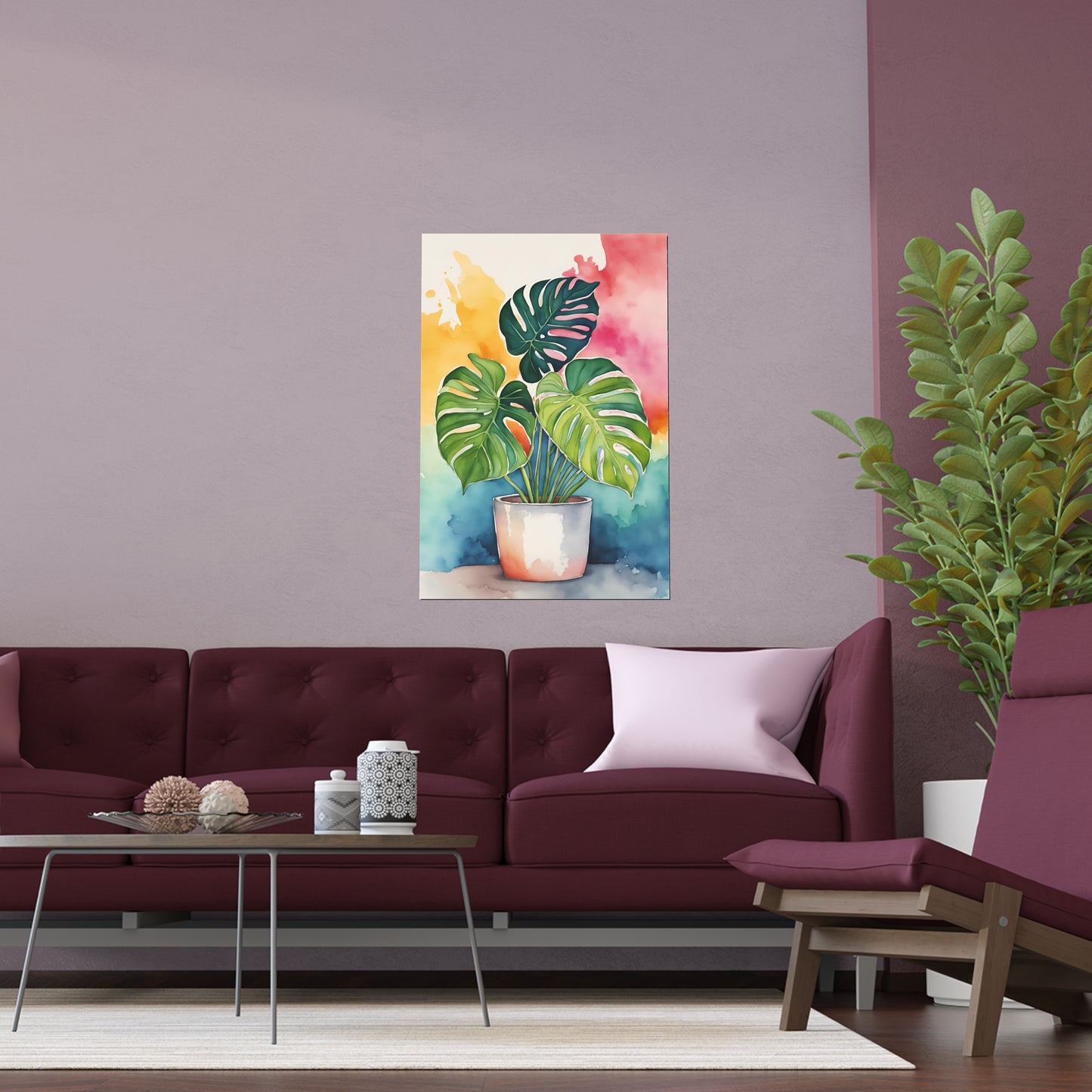 Multicolored Pot Plant 13 Indoor and Outdoor Silk Poster