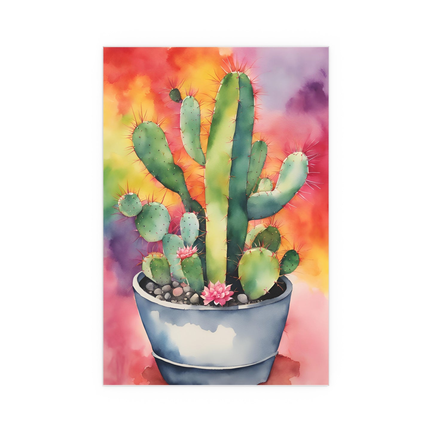 Multicolored Cactus 6 Indoor and Outdoor Silk Poster