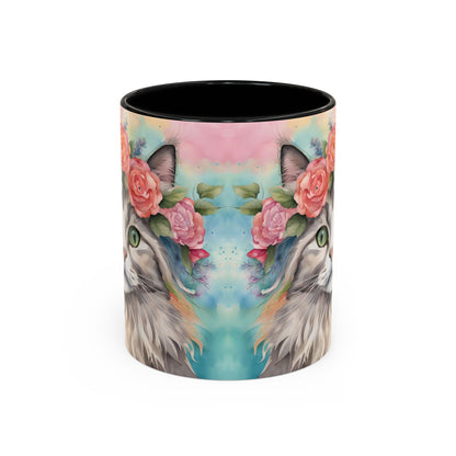 Floral Rag Doll Cat 03 Accent Coffee Mug - 11oz Perfect for Cat Lovers & Gifts