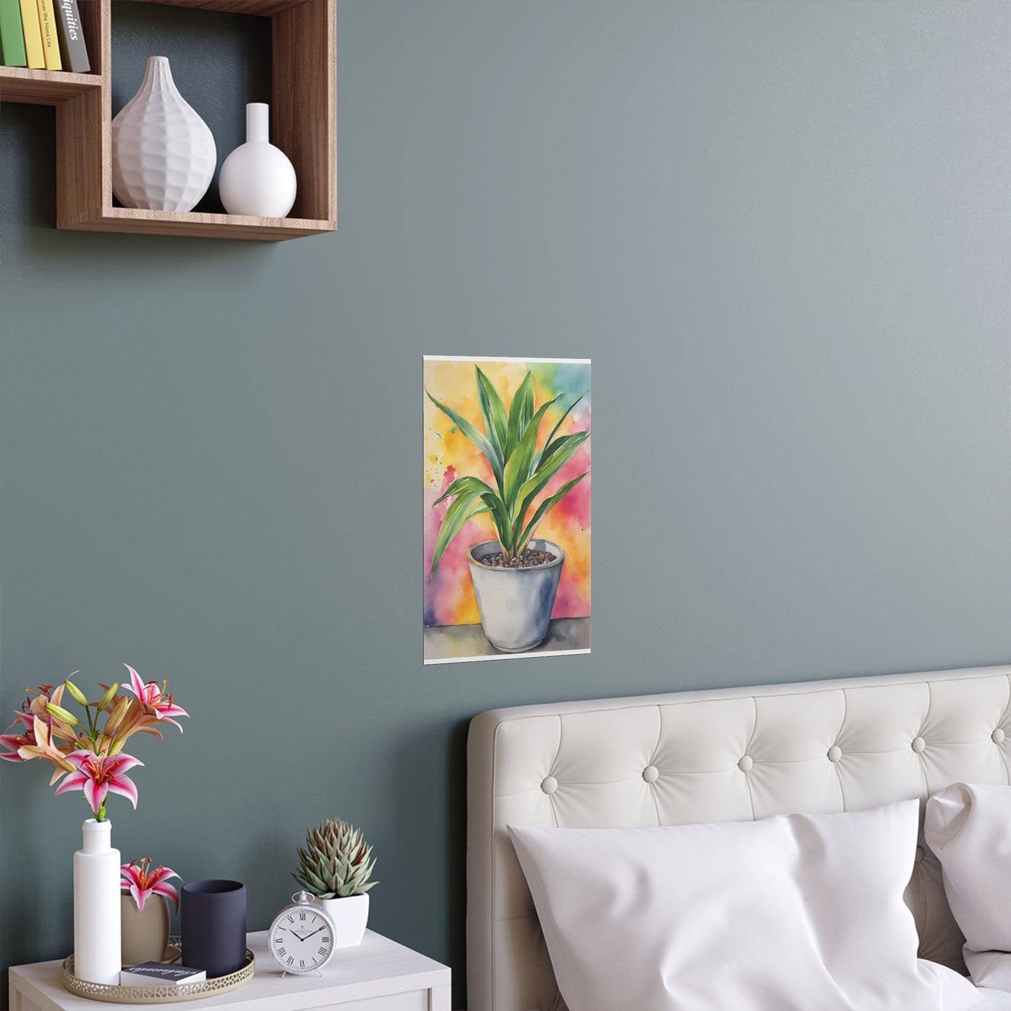 Multicolored Pot Plant 1 Indoor and Outdoor Silk Poster