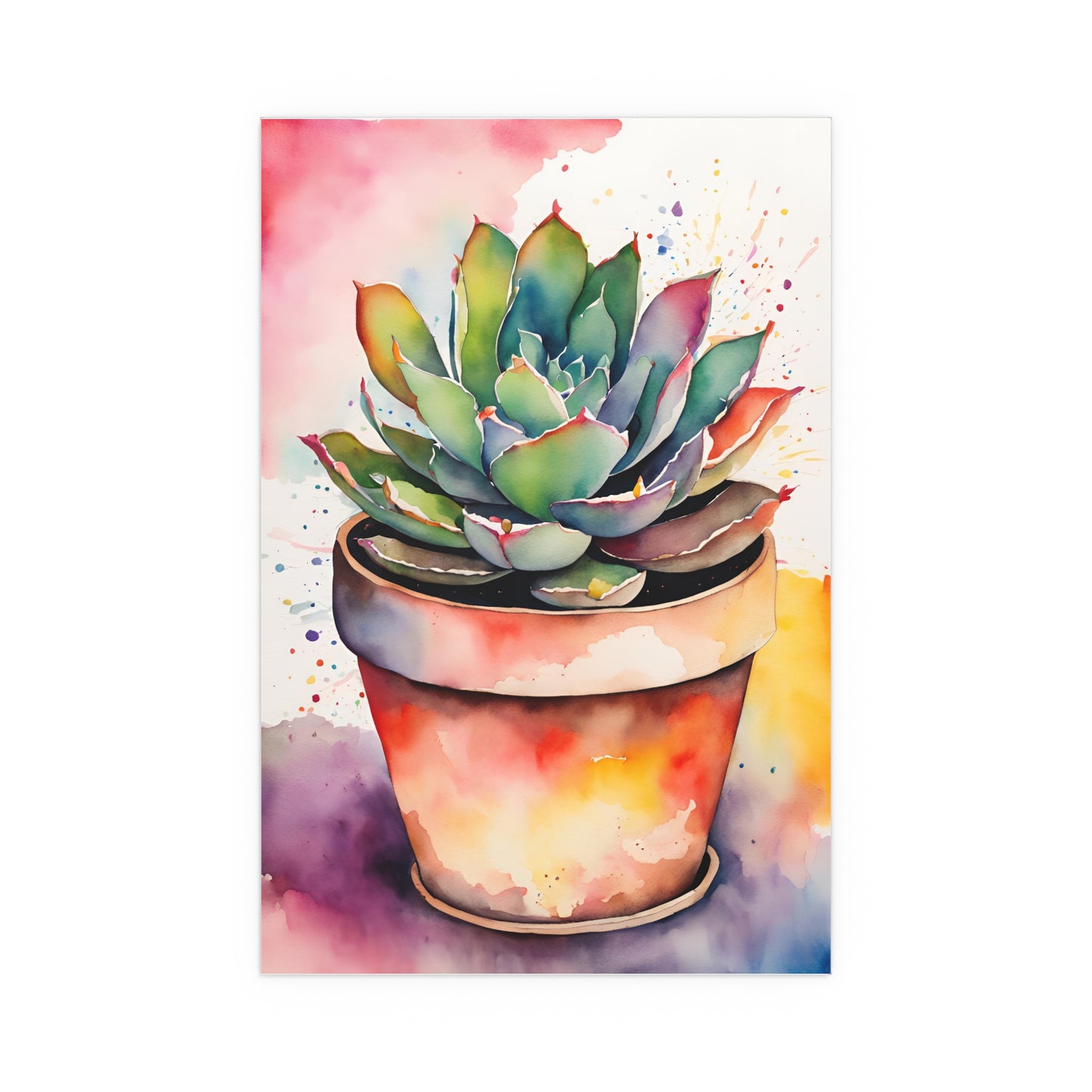 Multicolored Succulent 1 Indoor and Outdoor Silk Poster
