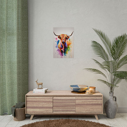 Multicolored Highland Cow 01 Matte Vertical Poster