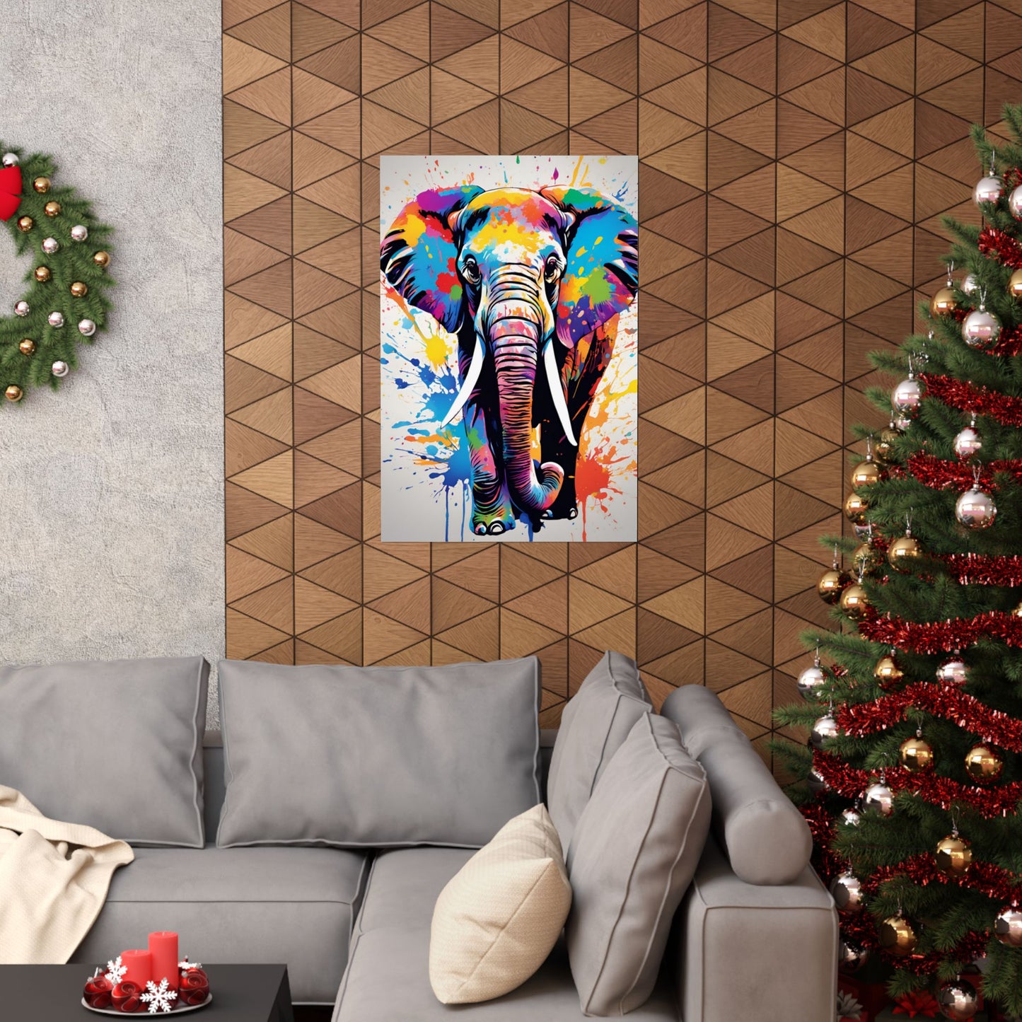 Multicolored Elephant 2 Matte Vertical Poster