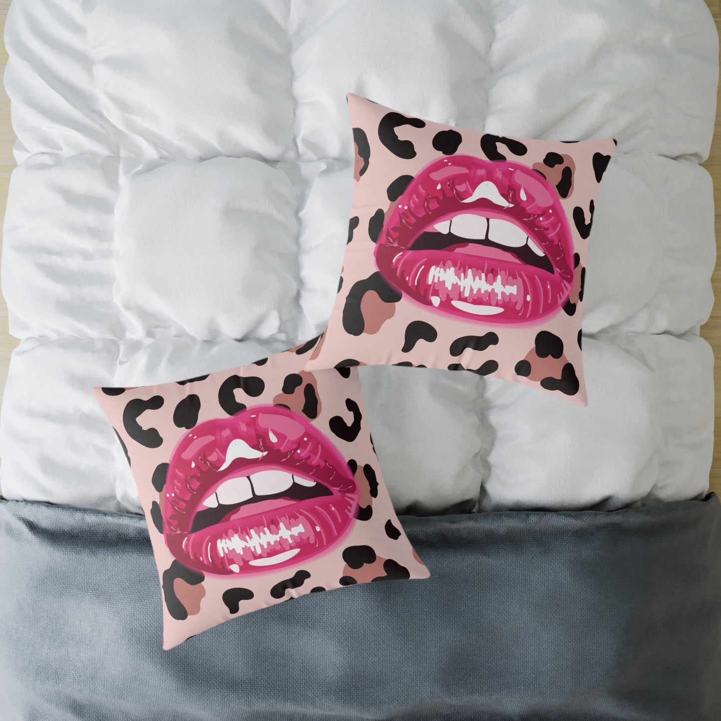 Cheetah Lips Poly Pillow