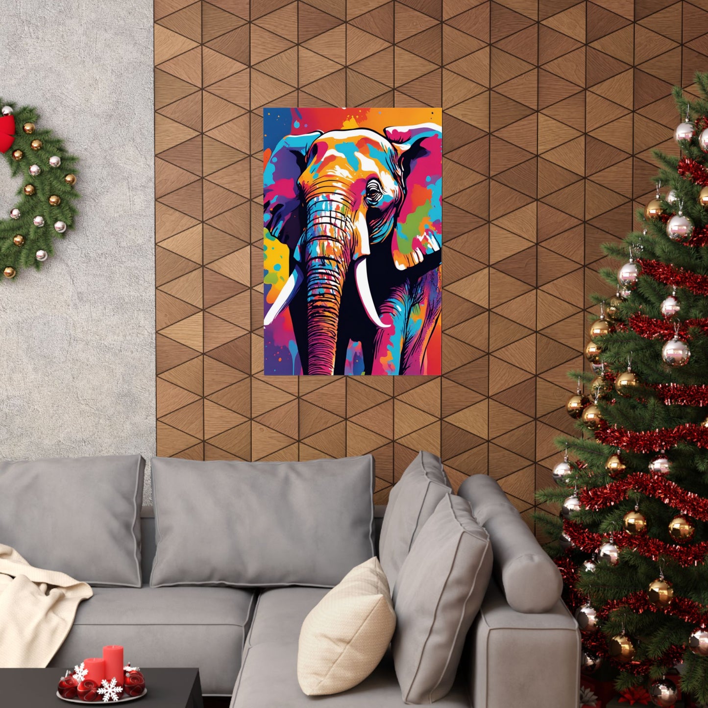 Multicolored Elephant 3 Matte Vertical Poster