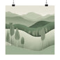 On The Hillside Green 15 Matte Square Posters