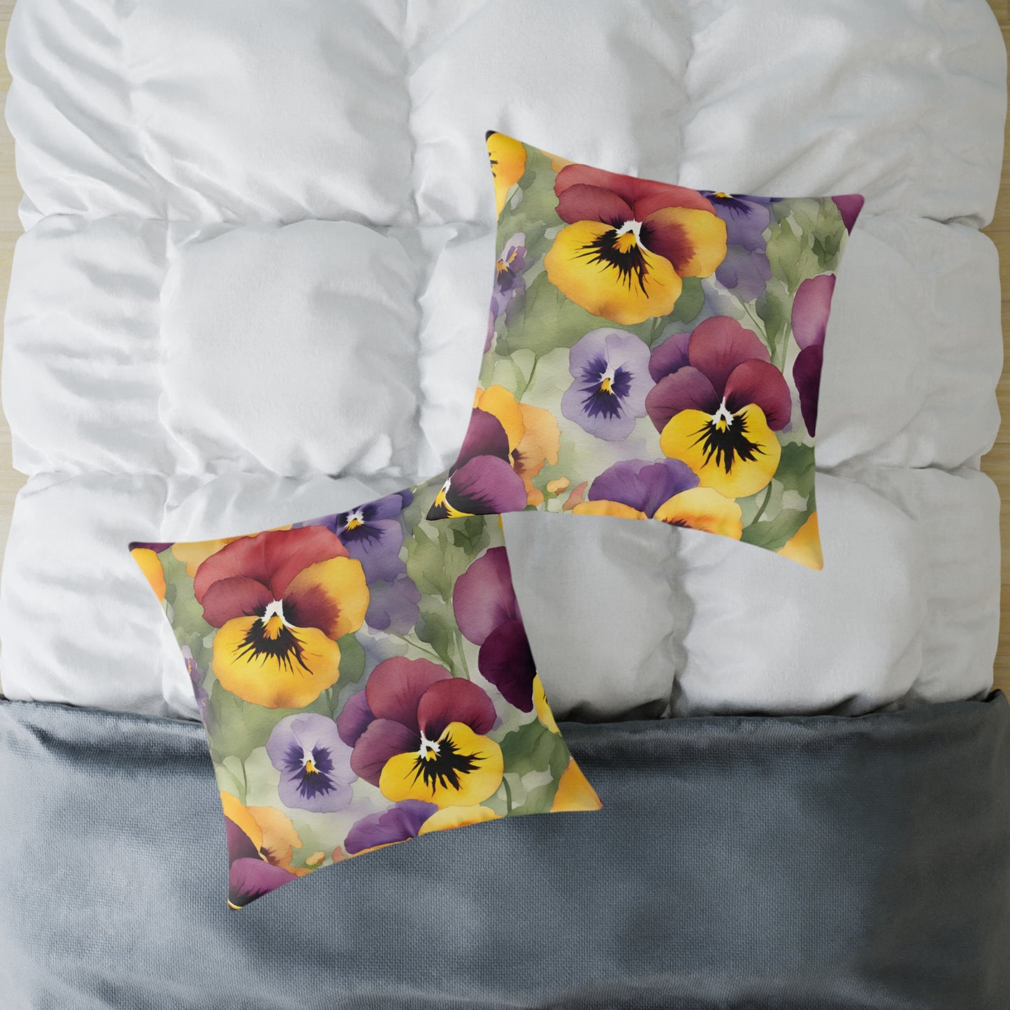 Pansies 03 Poly Pillow - Natures Beauty Design