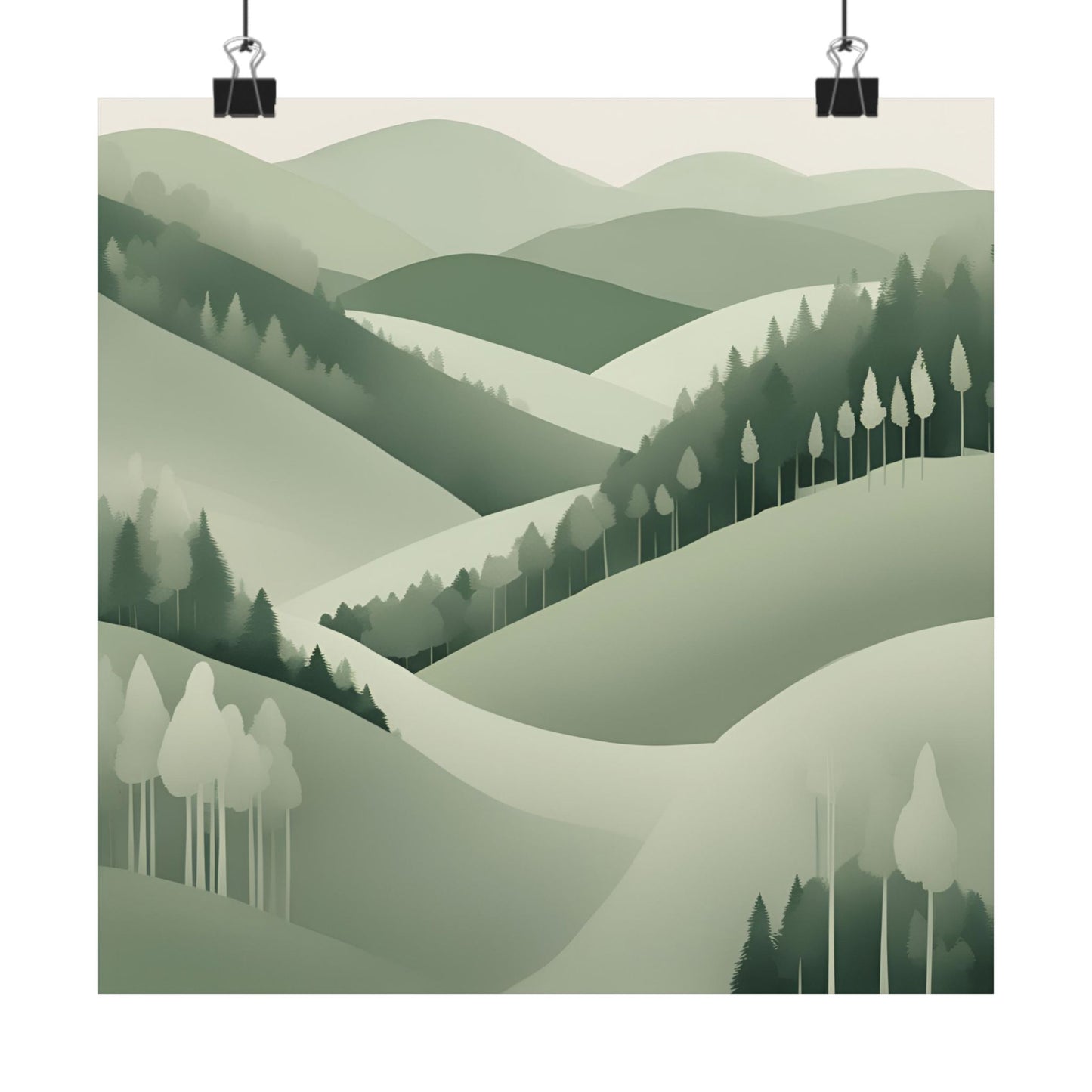 On The Hillside Green 11 Matte Square Posters