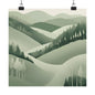 On The Hillside Green 11 Matte Square Posters