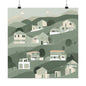 On The Hillside Green 4 Matte Square Posters
