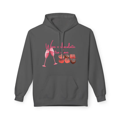Wine + Chocolate = True Love Unisex Valentines Hoodie