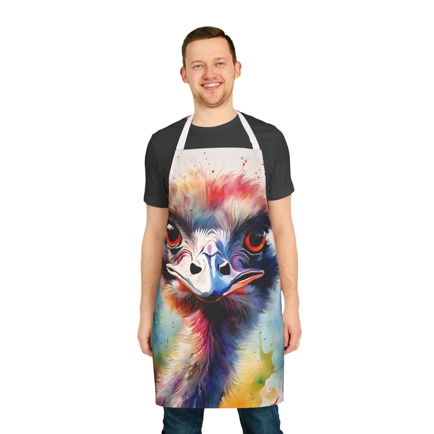 Multicolored Angry Ostrich Adult Apron (AOP)