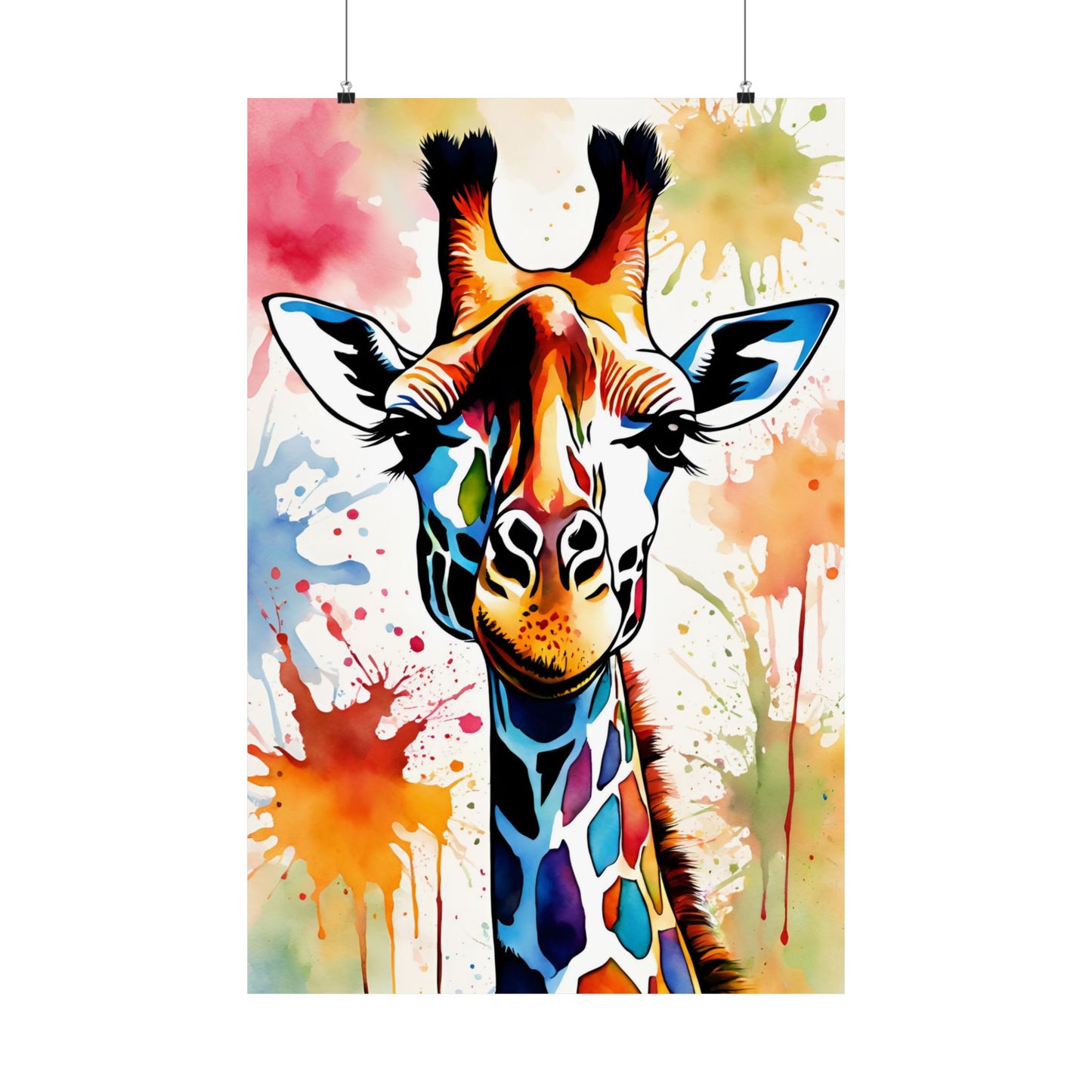 Multicolored Giraffe 03 Matte Vertical Poster