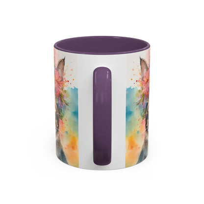 Floral Tabby Cat 03 Accent Coffee Mug - 11oz Perfect for Cat Lovers & Gifts