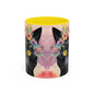 Floral Black Cat 02 Accent Coffee Mug - 11oz Perfect for Cat Lovers & Gifts