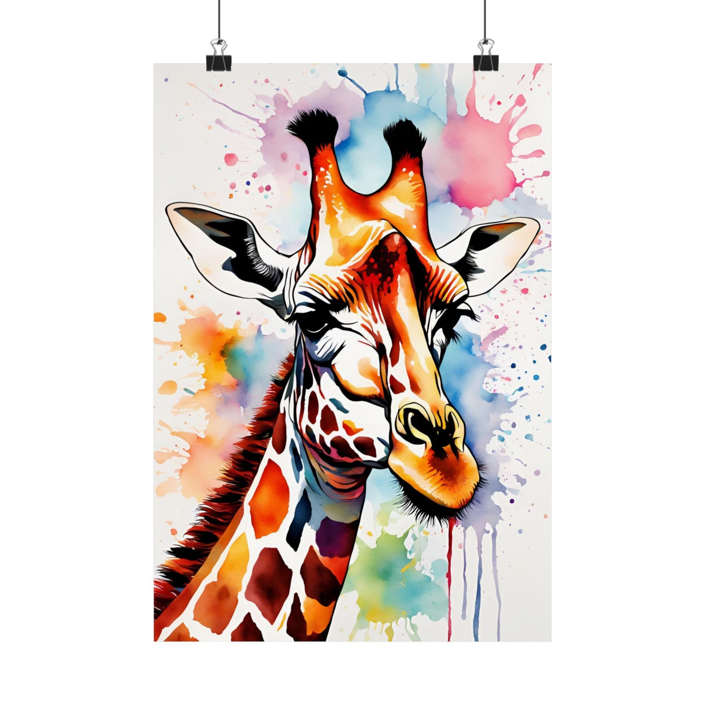 Multicolored Giraffe 01 Matte Vertical Poster