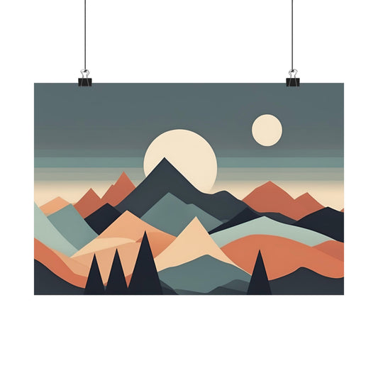 Retro mountains 1 Matte Horizontal Posters