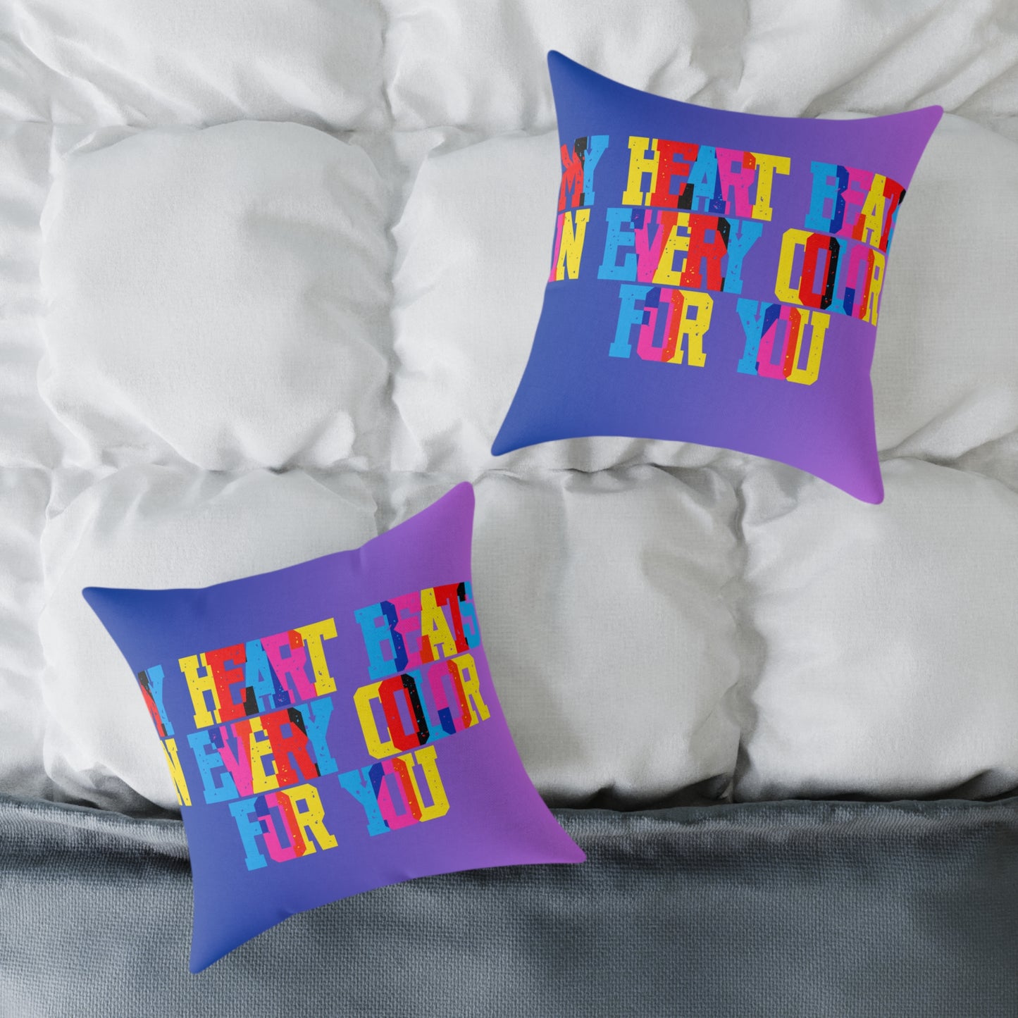 My Heart Beats In Every Color For You Poly Pillow
